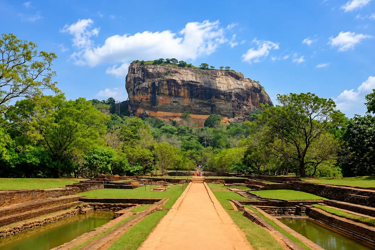 A path through the ancient gardens leading towards Sigiriya Rock